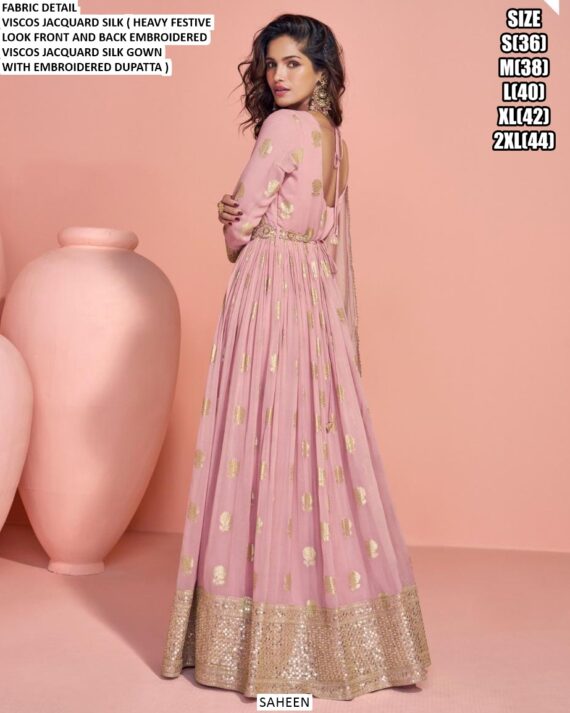 Buy Now Saheen Catalogue Viscose Jacquard Silk Designer Long Wedding Special Gowns