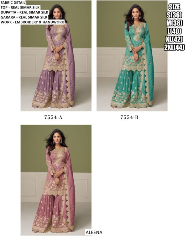 Real Simar Silk Wedding Functions Wear Readymade Gharara Suits (Three Pieces Catalogue)