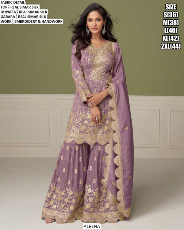 Real Simar Silk Wedding Functions Wear Readymade Gharara Suits (Three Pieces Catalogue)