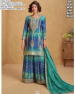 Festive Style Premium Chinon Silk Readymade Designer Embroidery Plazo Suits