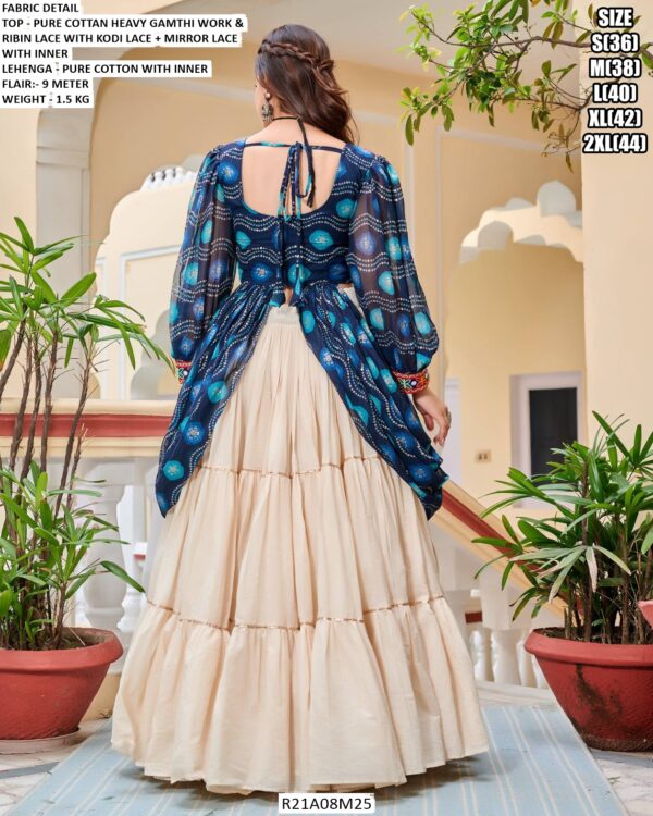 Traditional Cotton Lehenga With Gamthi Work Stylish Top Dandiya Nights Special