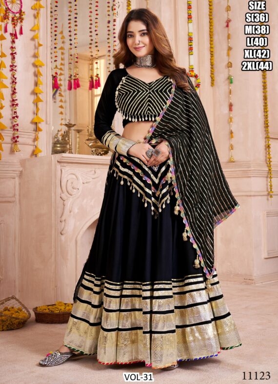 Celebrate The Spirit Of Navratri In Full Colour With Multi-Coloured Viscose Cotton Lehenga Choli