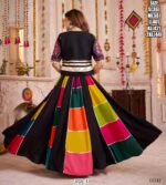 Multi Viscose Cotton Navratri Lehenga Choli With Kutchi Patch Work And All Over Mirror