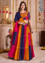 Multi Viscose Cotton Navratri Lehenga Choli With Kutchi Patch Work And All Over Mirror