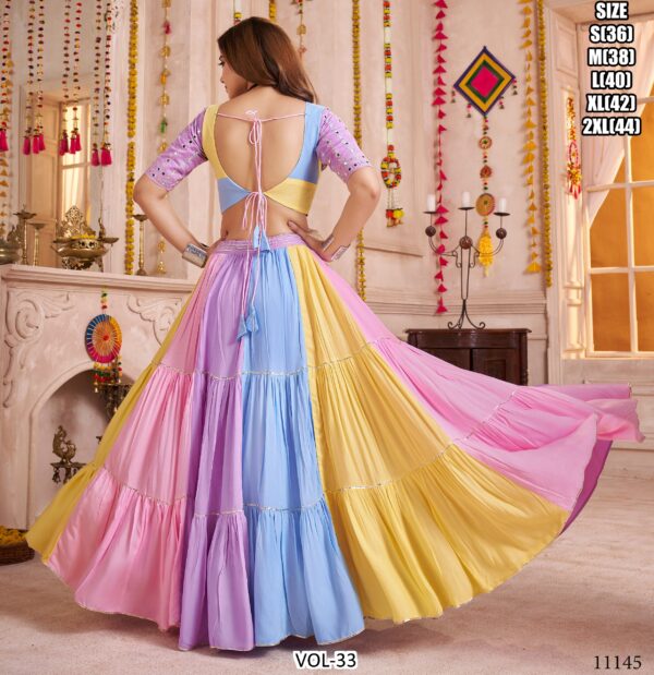 Multi Viscose Cotton Navratri Lehenga Choli With Kutchi Patch Work And All Over Mirror