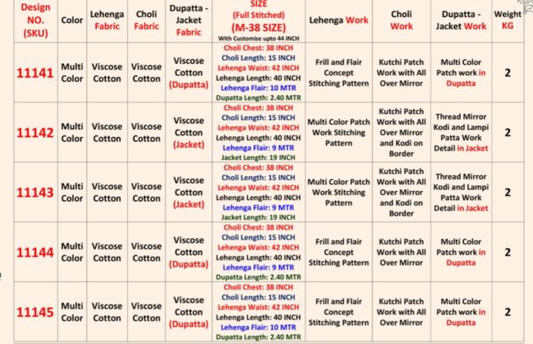 Multi Viscose Cotton Navratri Lehenga Choli With Kutchi Patch Work And All Over Mirror