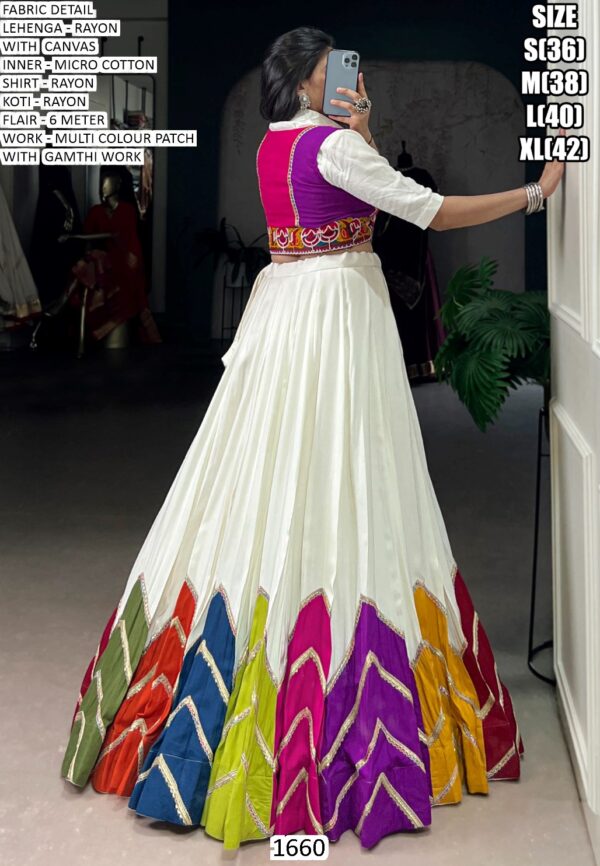 Navratri Wear Multi-Colour Patch Work With Lace Touch Up Rayon Ghaghra Choli