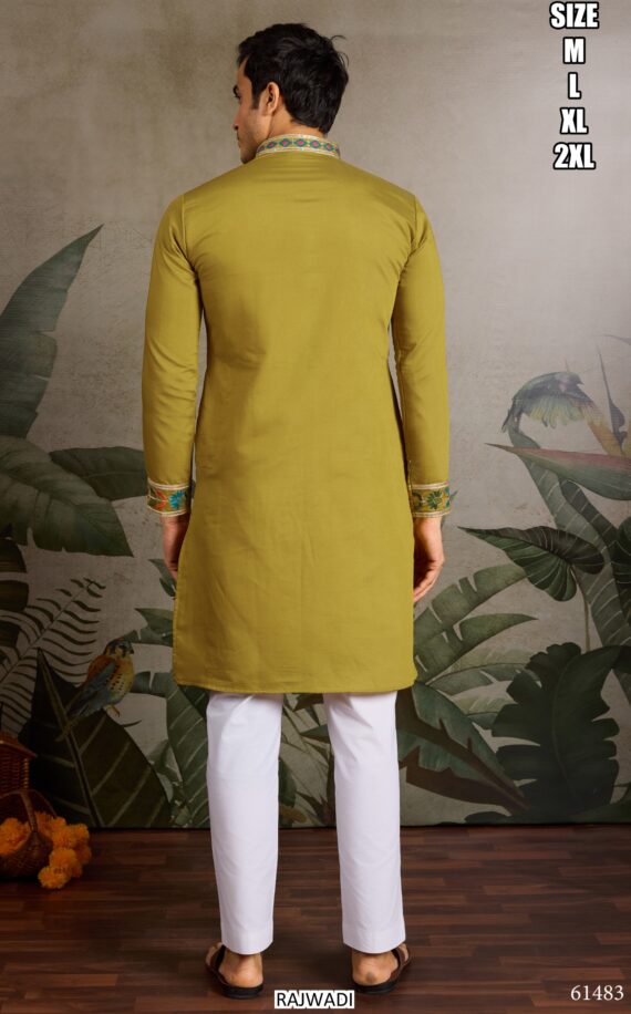 Functions Wear Men's Embroidery Designer Readymade Only Kurtas In Viscose Silk