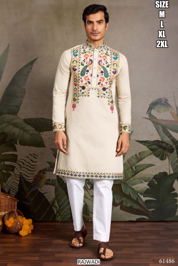 Functions Wear Men's Embroidery Designer Readymade Only Kurtas In Viscose Silk