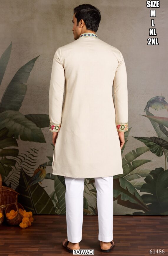 Functions Wear Men's Embroidery Designer Readymade Only Kurtas In Viscose Silk