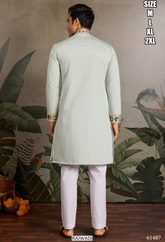 Functions Wear Men's Embroidery Designer Readymade Only Kurtas In Viscose Silk