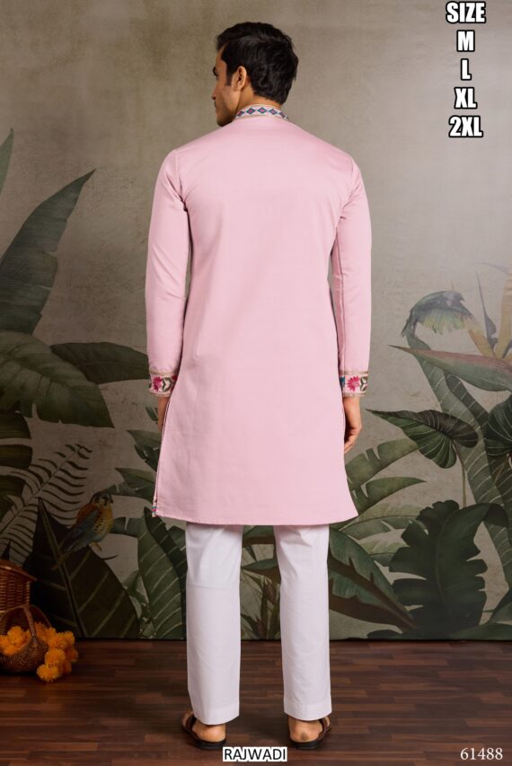 Functions Wear Men's Embroidery Designer Readymade Only Kurtas In Viscose Silk