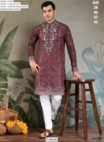 Men's Embroidered Ready To Wear Viscose Silk Functions And Party Wear Only Kurtas