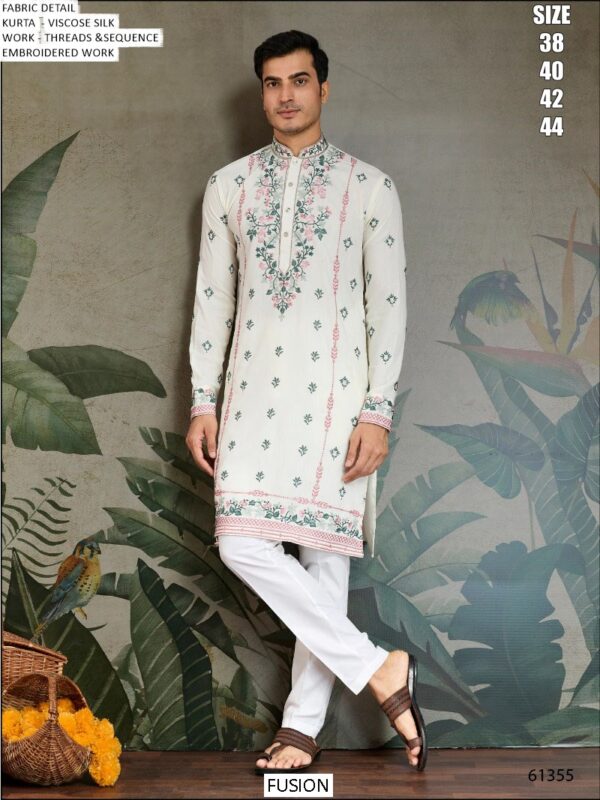 Men's Embroidered Ready To Wear Viscose Silk Functions And Party Wear Only Kurtas