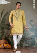 Men's Embroidered Ready To Wear Viscose Silk Functions And Party Wear Only Kurtas