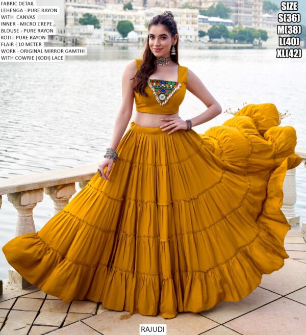 For Nine Nights, We Presenting Pure Rayon Ruffle Style Navratri Lehenga Choli