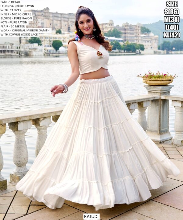 For Nine Nights, We Presenting Pure Rayon Ruffle Style Navratri Lehenga Choli