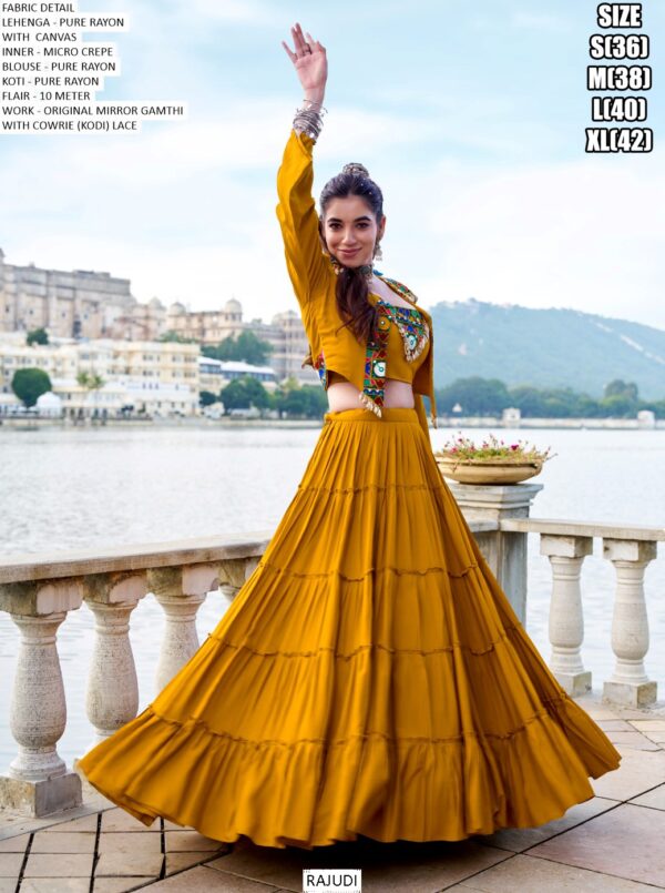 For Nine Nights, We Presenting Pure Rayon Ruffle Style Navratri Lehenga Choli
