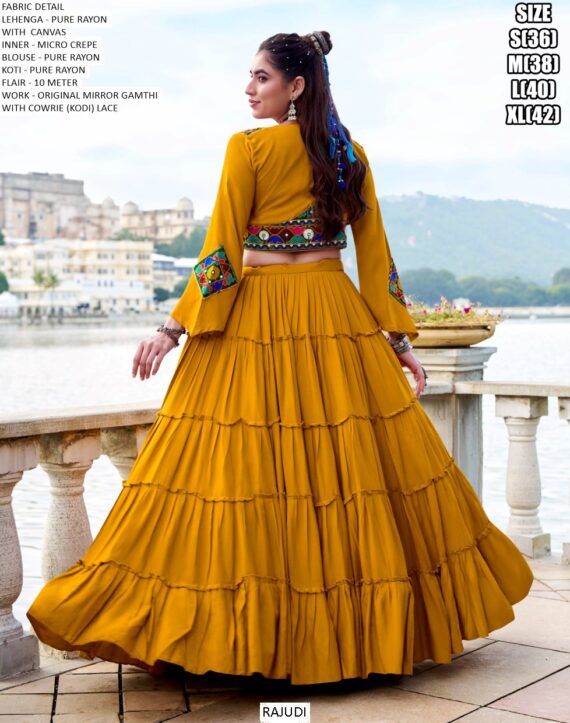 For Nine Nights, We Presenting Pure Rayon Ruffle Style Navratri Lehenga Choli