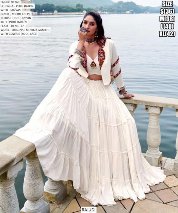 For Nine Nights, We Presenting Pure Rayon Ruffle Style Navratri Lehenga Choli