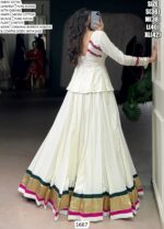 Exude Timeless Charm In This White Pure Rayon Embossed Navratri Lehenga Choli