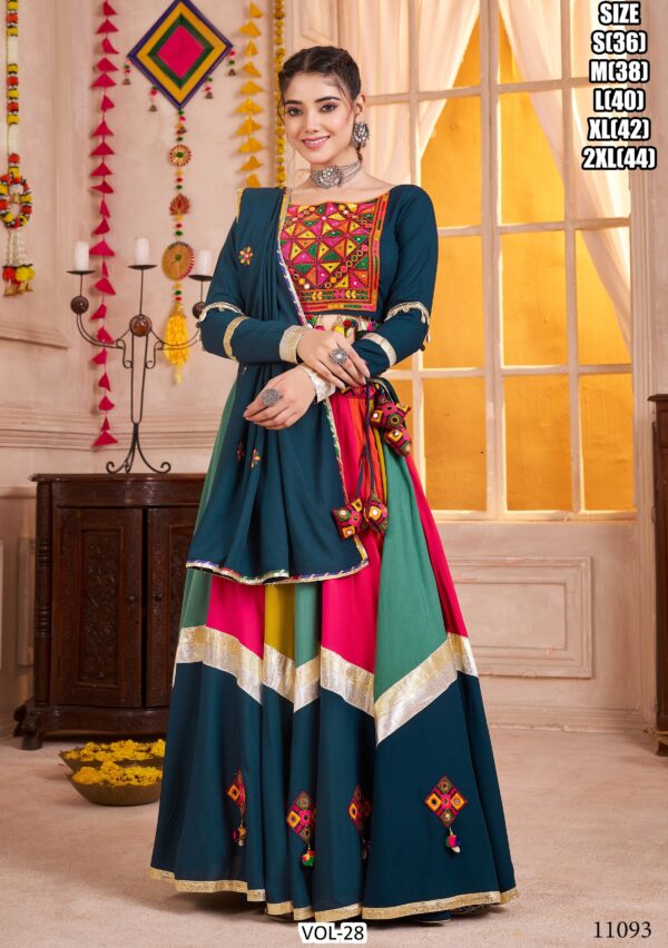 The Multi-Colour Viscose Cotton Gamthi Chaniya Choli For Garba Nights