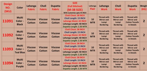 The Multi-Colour Viscose Cotton Gamthi Chaniya Choli For Garba Nights