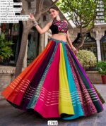 Navratri Special Rainbow Colours In Lehenga With Black Rayon Gamthi Work Blouse