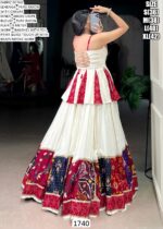 This Navratri, Step Out In Style With A White Rayon Bandhej With Foil Printed Lehenga Choli