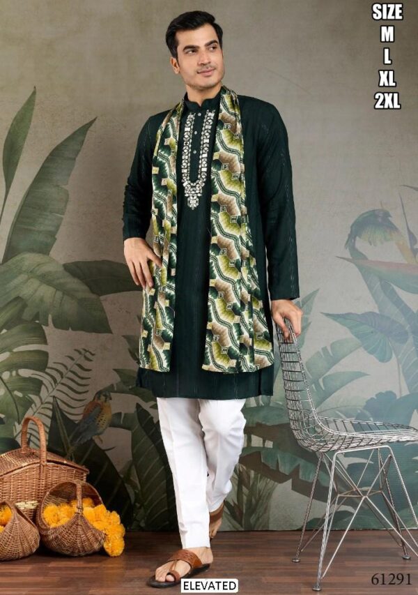 Festival Men’s Wear Pure Viscose Zari Weaving Kurta And Dupatta Collection