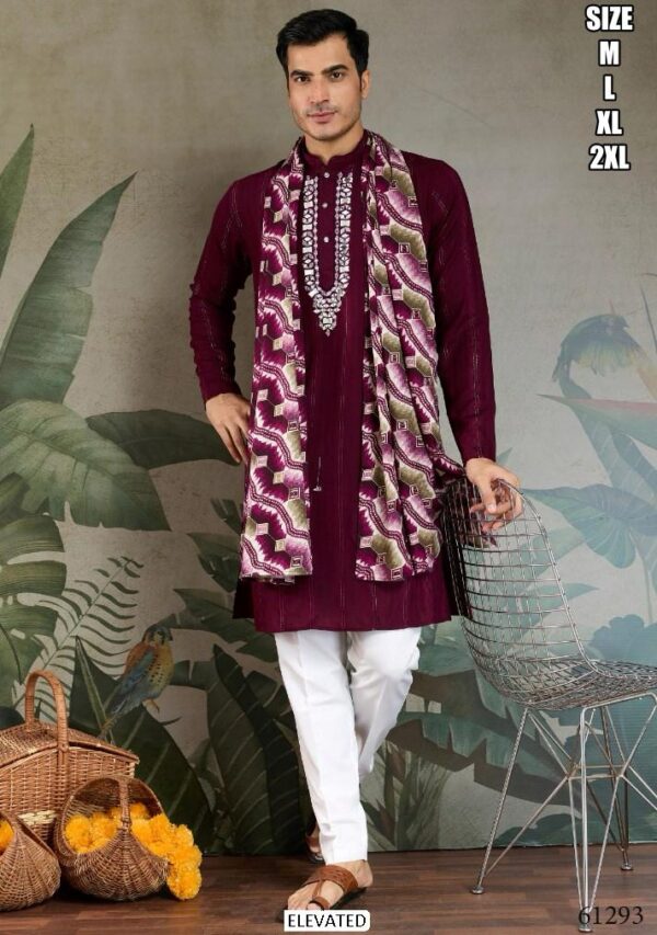 Festival Men’s Wear Pure Viscose Zari Weaving Kurta And Dupatta Collection