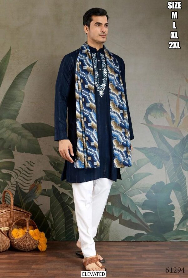 Festival Men’s Wear Pure Viscose Zari Weaving Kurta And Dupatta Collection