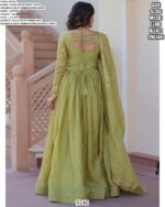 Indian Festive Wear Gown In Gold Crush With Sequins And Multi Embroidery Work