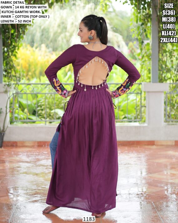 Buy Gorgeous Multi-Colour Kutchi Gamthi Work Rayon Navratri Wear Long Kurtis