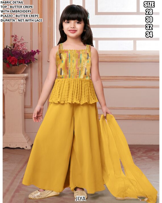 Baby Girl's Wear Ethnic Style Function Wear Plazo Suits In Amazing Six Colours!