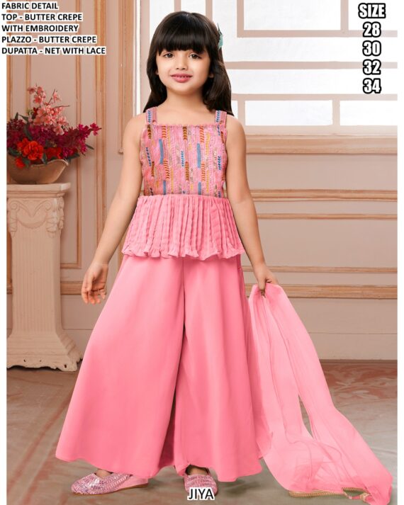 Baby Girl's Wear Ethnic Style Function Wear Plazo Suits In Amazing Six Colours!