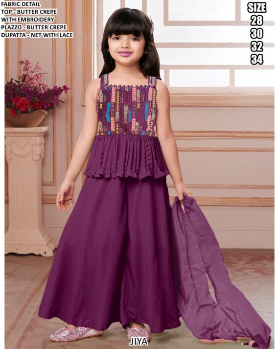 Baby Girl's Wear Ethnic Style Function Wear Plazo Suits In Amazing Six Colours!