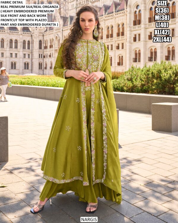 Heavy Embroidered Designer Readymade Silk Organza Party Wear Women's Suits