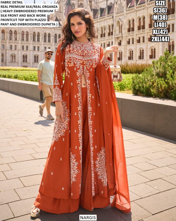 Heavy Embroidered Designer Readymade Silk Organza Party Wear Women's Suits