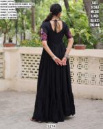Navratri Wear Black And White Rayon Kutchi Gamthi Embroidered Gowns