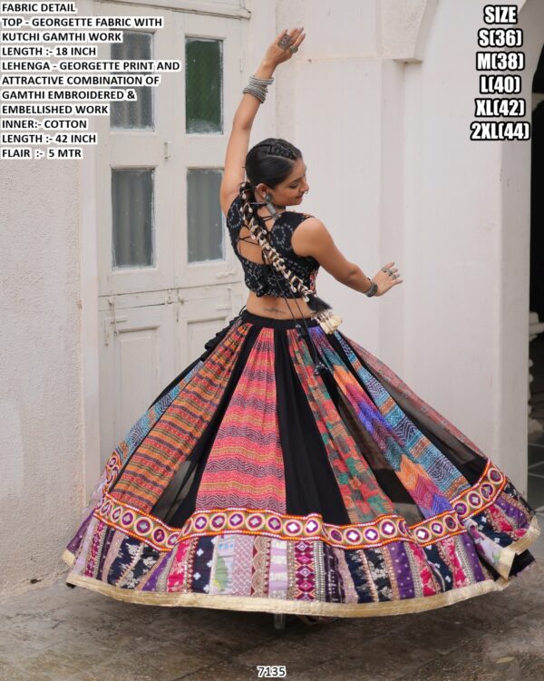Shop Tantalizing Multi-Colour Georgette Navratri Special Lehenga With Gamthi Work Blouse