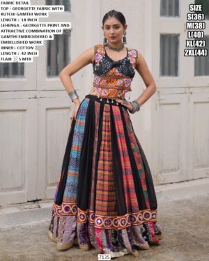 Shop Tantalizing Multi-Colour Georgette Navratri Special Lehenga With Gamthi Work Blouse