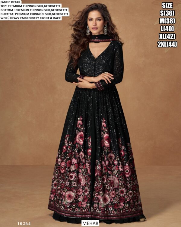 New Launch! Party Wear Heavy Designer Chinon Silk Indo-Western Dresses For Women
