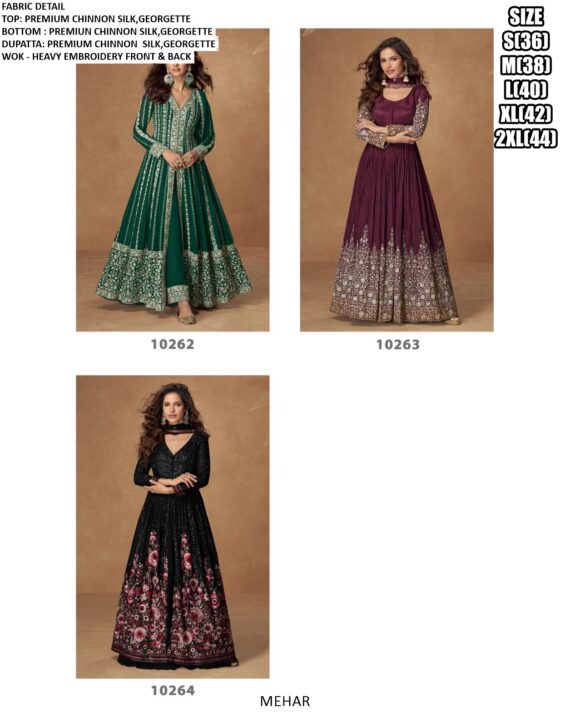 New Launch! Party Wear Heavy Designer Chinon Silk Indo-Western Dresses For Women