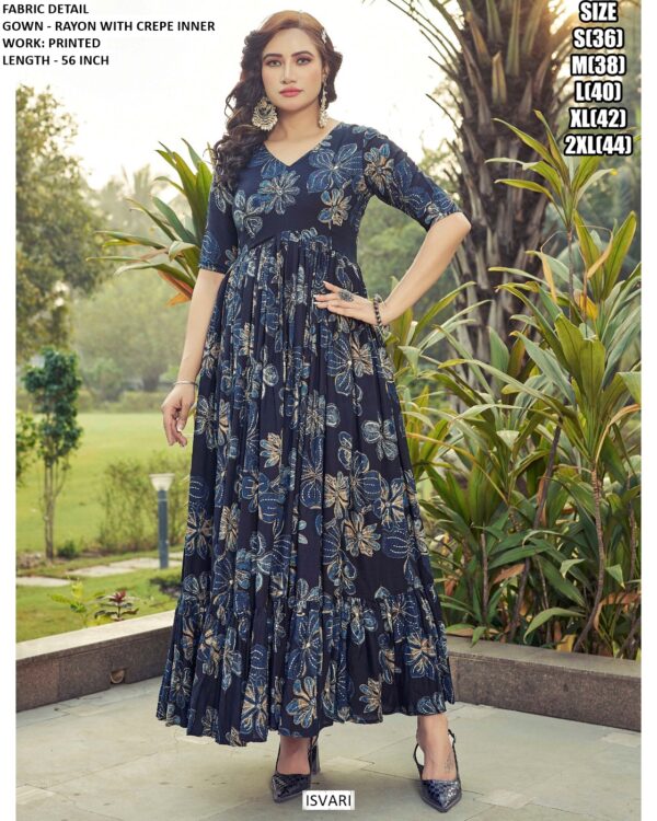 Buy Women's Rayon Printed Casual Or Party Wear Western Maxi Dress Gowns