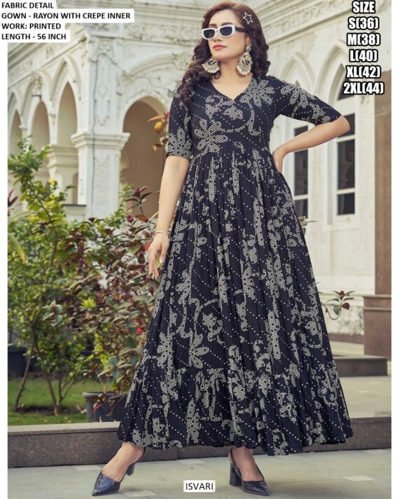 Buy Women's Rayon Printed Casual Or Party Wear Western Maxi Dress Gowns