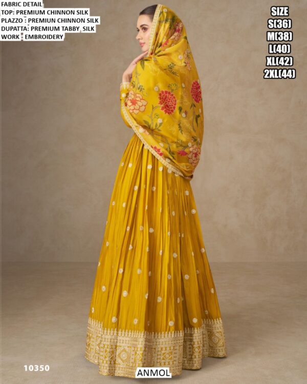 Heavy Designer Party Wear Gown Set In Luxurious Chinon Silk With Embroidery Work