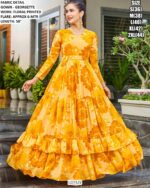 Bright And Colourful Georgette Floral Printed Casual Wear Readymade Gowns