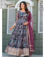 New Party Wear Look Taby Silk Printed With Embroidery Work Gown With Dupatta