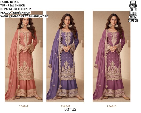 Present New Festive Wear Real Chinon Embroidery Designer Salwar Suit (Three-Piece Set)